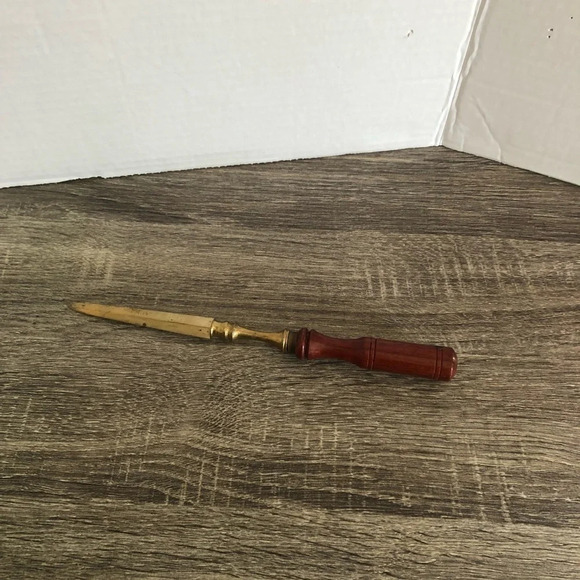 Vtg Brass and Wood Letter Opener - Picture 2 of 7